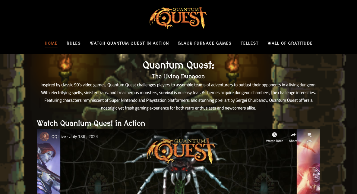 Quantum Quest front page